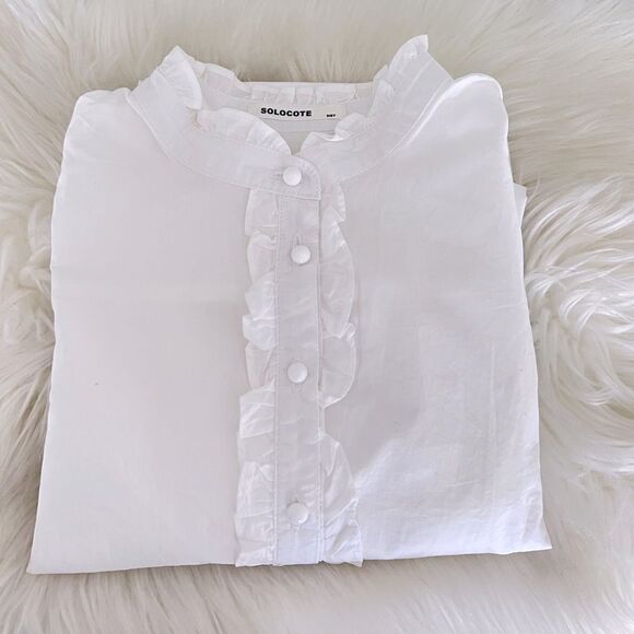 Solocote ruffled button Down white shirt - Picture 2 of 5